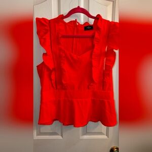 XL Milk & Honey Bright Orange Zip Up Tank Top Blouse